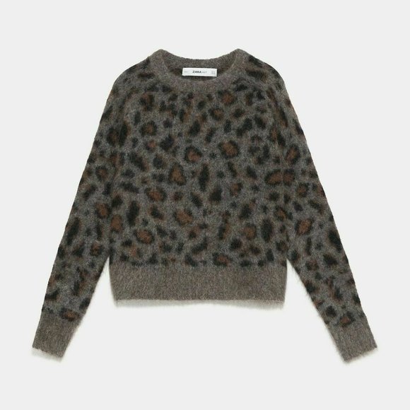 Zara Sweaters - Zara Limited Edition Grey Leopard Knit Sweater